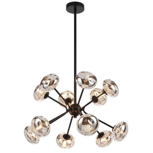 VARLIN 12LT PENDANT 12x6wG9max D600 H380 ROD:2*600+1*300 BLACK MATT/MIRROR GLASS