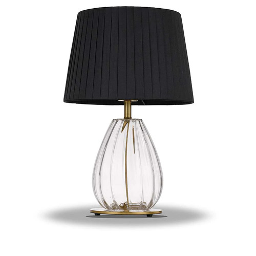VEANA TABLE LAMP 25wE27max D:290 H:450 Inline Switch ANTIQUE GOLD/CLEAR/BLACK