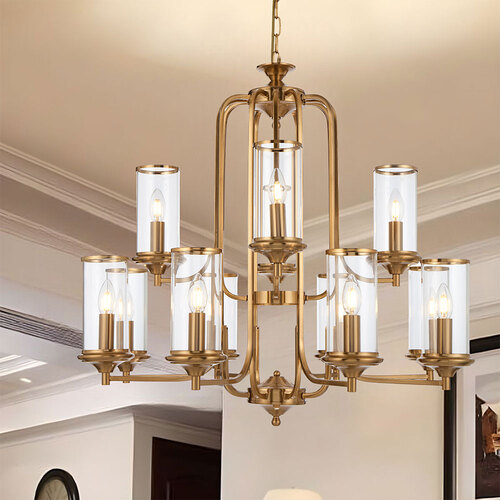 VELDEN 8+4LT PENDANT 12x25wE14max D:820 H:760 chain 2m COPPER