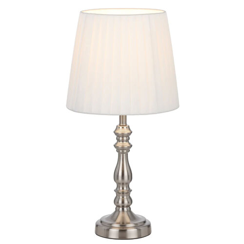 VIDA TABLE LAMP 25wE27max D200 H390 INLINE NICKEL/IVORY SOFT PLATED