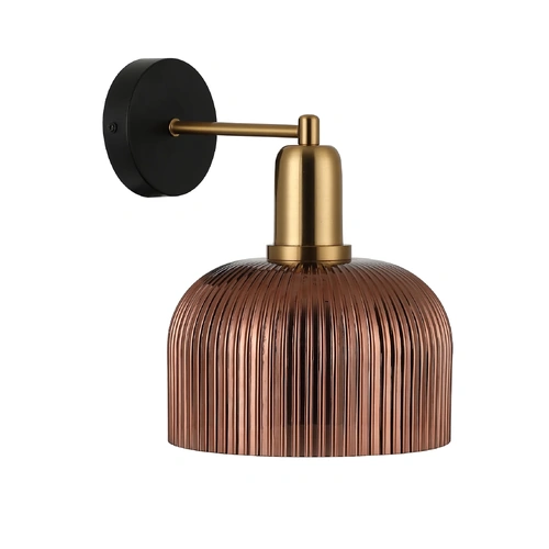 WALL Int S/M ES Copper Painted Glass Shade Dome With Antique Brass Bracket OD200mm