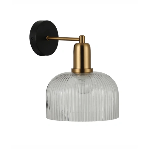 WALL Int S/M ES Clear Glass Shade Dome With Antique Brass Bracket OD200mm