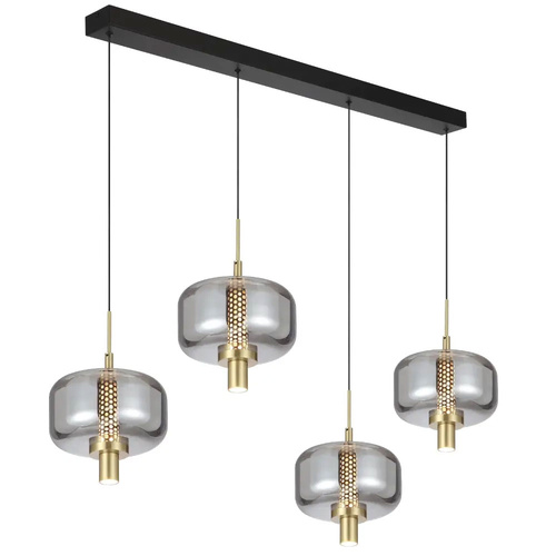 VOLEN 4LT BAR PENDANT 4*8wLED 3000K DIM cab.2m 1050Lm L1170 D180 H275 GOLD/SMOKE
