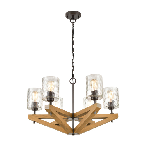 PENDANT ESx6 OD799mm Candelabra Oak Wood