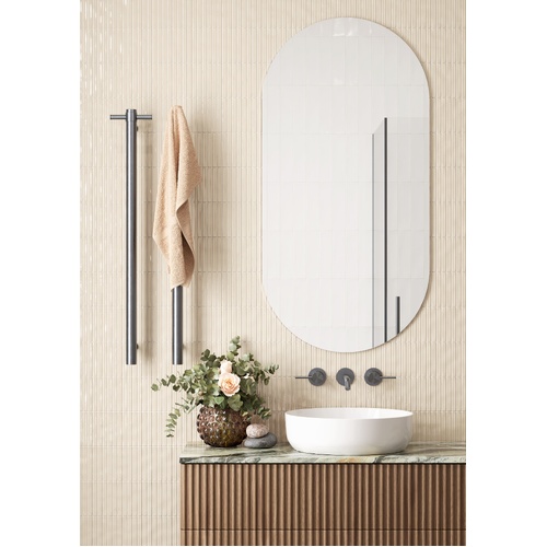 Thermorail Straight/Round 240Volt Vertical Bar 900x142x100mm 20Watts With Optional Hook - Brushed Gun Metal