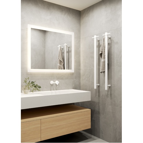 Thermorail Straight/Round 240Volt Vertical Bar 900x142x100mm 22Watts With Optional Hook - Matt White
