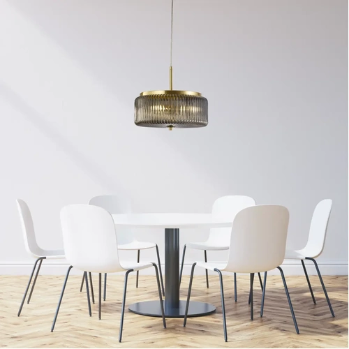 WHISTLER CONTEMPORARY RIBBED GLASS 3XG9 PENDANT 300 GOLD WITH SMOKE GLASS IP20
