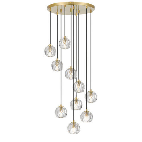 ZAHA 10 PENDANT 10*3wG9 NON-DIM D450 cab3.0 ANT.GOLD / CRYSTAL/3000K