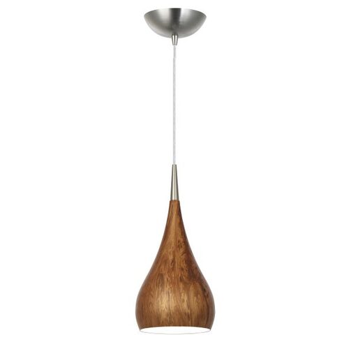 PENDANT ES 60W BURL WOOD BELL OD160mm x H345mm 3m cable WTY 1YR