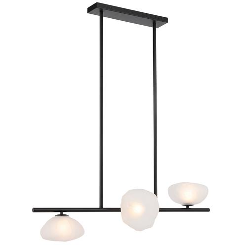 ZECCA 3 HORIZONTAL LTS PENDANT 3x6wG9max GLASS D200 BLACK / FROST GLASS