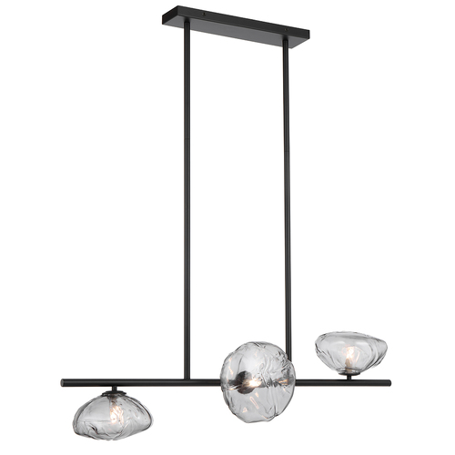 ZECCA 3 HORIZONTAL LTS PENDANT 3x6wG9max GLASS D200 BLACK / SMOKE GLASS