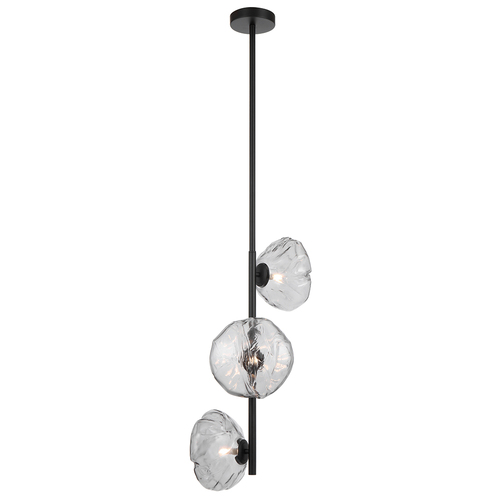 ZECCA 3 VERTICAL LTS PENDANT 3x6wG9max L1200 GLASS D200 BLACK / SMOKE GLASS
