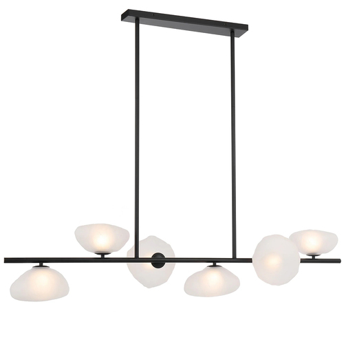 ZECCA 6 LTS PENDANT 6x6wG9max L1500 GLASS D200 BLACK / FROST GLASS