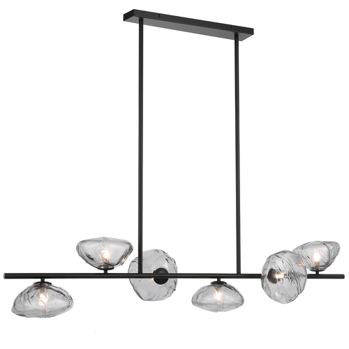 ZECCA 6 LTS PENDANT 6x6wG9max L1500 GLASS D200 BLACK / SMOKE GLASS