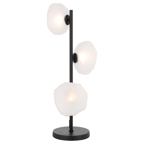 ZECCA TABLE LAMP 3 LTS 3x6wG9max H900 GLASS D200 BLACK / FROST GLASS