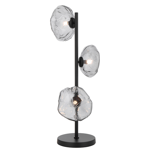 ZECCA TABLE LAMP 3 LTS 3x6wG9max H900 GLASS D200 BLACK / SMOKE GLASS