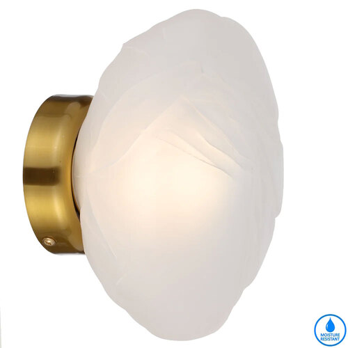ZECCA WALL LIGHT 6wG9max GLASS D200 H200 IP44 ANT GOLD / FROST GLASS