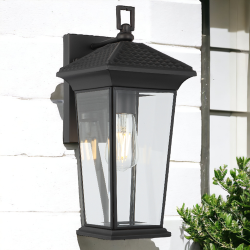 ZELDIN EXTERIOR WALL BRACKET 25wE27max W:180 H:400 P:200 IP43 BLACK / CLEAR GLASS