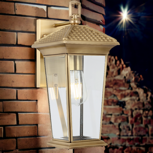 ZELDIN EXTERIOR WALL BRACKET 25wE27max W:180 H:400 P:200 IP43 BRASS / CLEAR GLASS