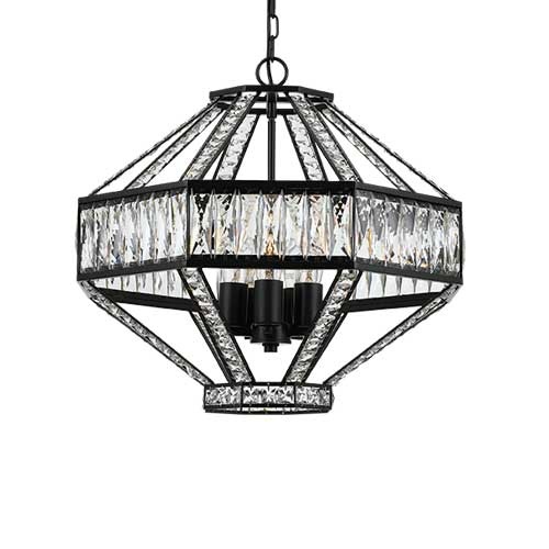 ZOFIO 4LT PENDANT 4x25wE27max D:440 H:900 OILED BRONZE / CLEAR CRYSTALS