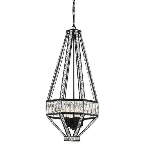 ZOFIO 4LT PENDANT 4x25wE27max D:440 H:900 OILED BRONZE / CLEAR CRYSTALS
