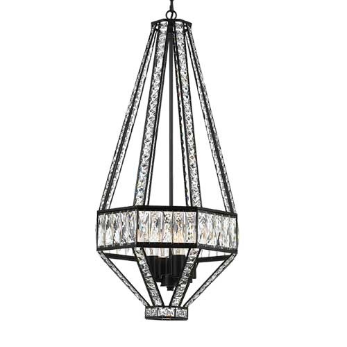 ZOFIO 5LT PENDANT 5x25wE27max D:560 H:470 OILED BRONZE / CLEAR CRYSTALS