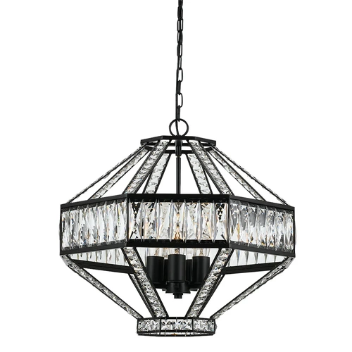 ZOFIO 5LT PENDANT 5x25wE27max D:560 H:470 OILED BRONZE / CLEAR CRYSTALS